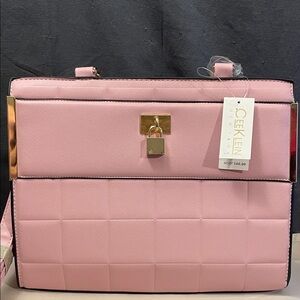Pink Crossbody Bag with Gold Accents
